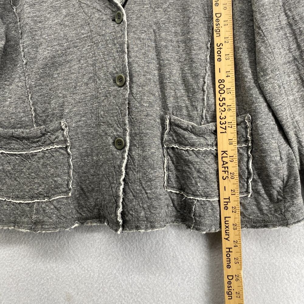 EILEEN FISHER Jacket PL Double Knit Jersey Cotton Raw Trim Button Up Blazer Gray - Picture 11 of 15